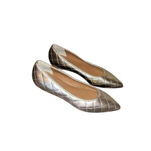 Bruno Magli Gold Quilted Metallic Slip On Ballet Leather Flats Size 38.5US 8.5